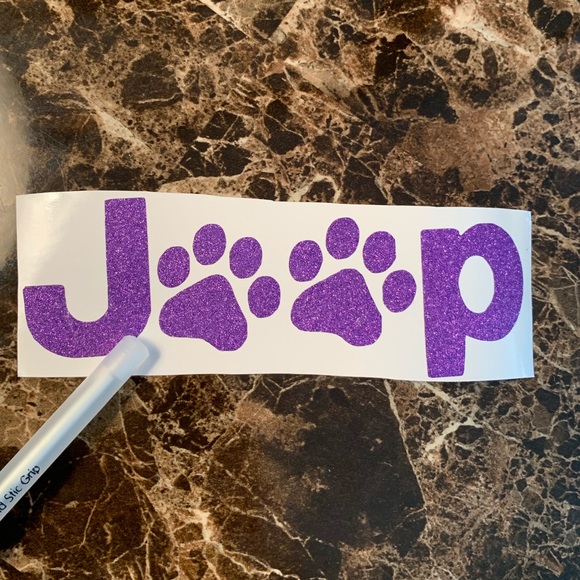 Glittery Purple Jeep Dog Paw Decal Logo Sticker - Picture 1 of 4